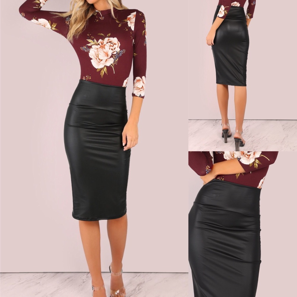 🆕High waist vegan leather pencil skirt 🔥 - Picture 2 of 6